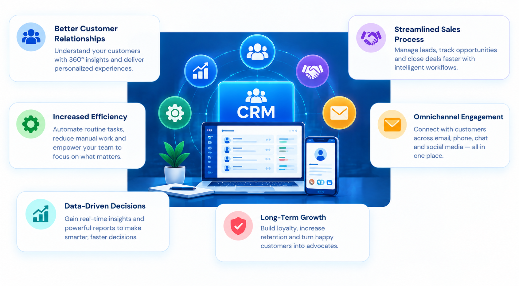 Modern CRM benefits infographic